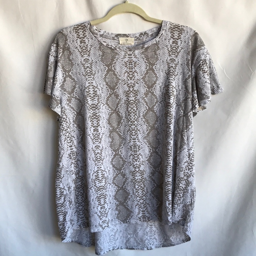 T.La Python Print Flutter Sleeve High-Low Top, Si… - image 1